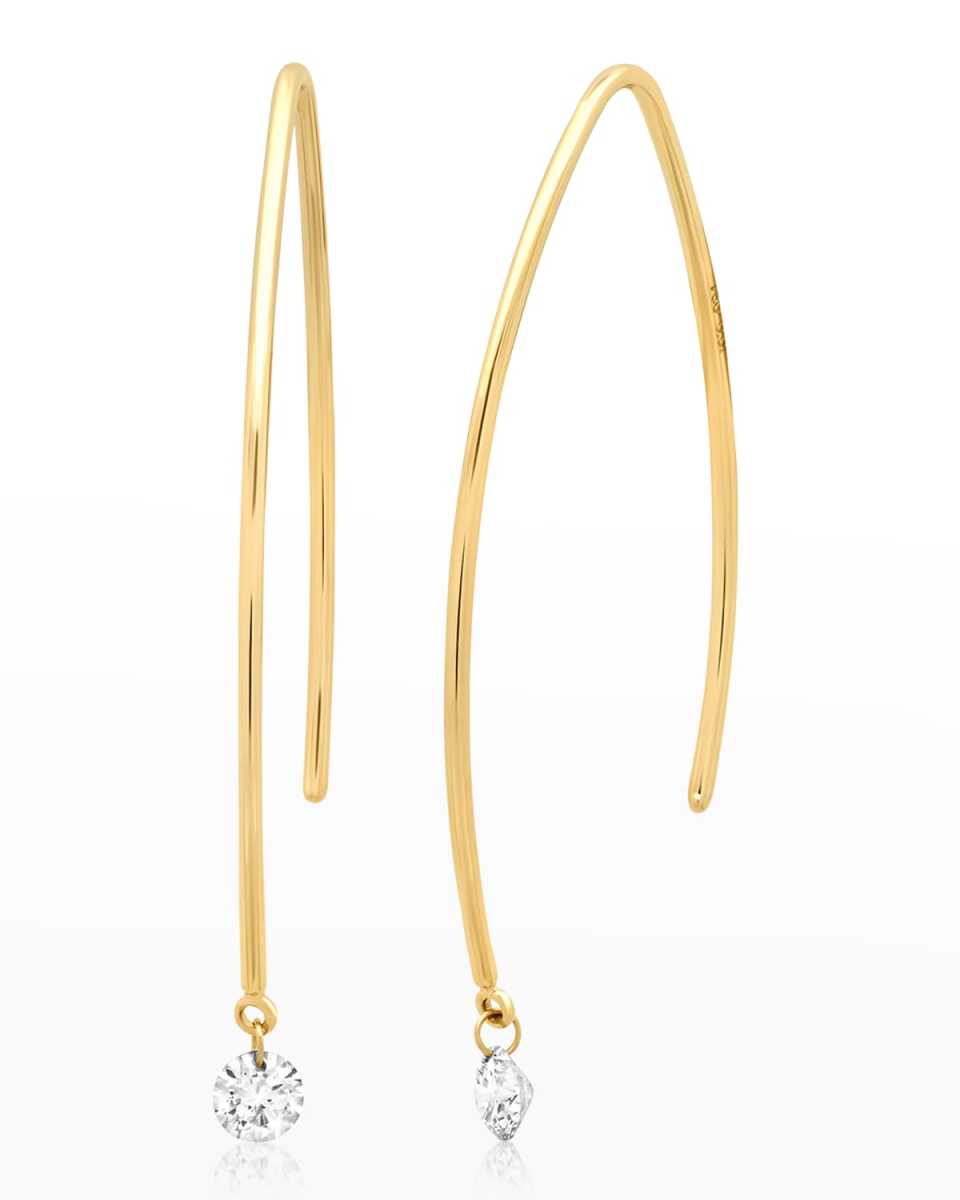 Yellow Gold Diamond Marquise-Hoop Earrings